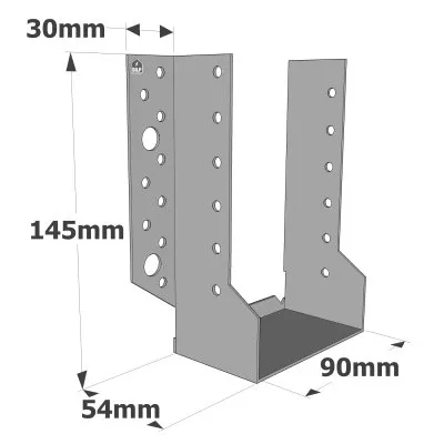 Balkenschuhe mit außenliegenden Schenkeln, SBE ECONOMIC-Serie (Dicke 1,5 mm, Tiefe 55 mm) - Réf. SBE90/145