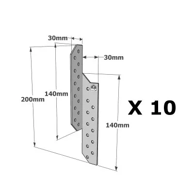 RECHTER Sparrenpfettenanker - 30x200x2mm - Réf. PSD200/30/1.5_10