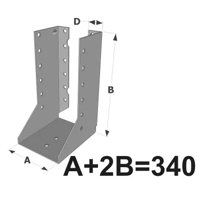Balkenschuh mit innenliegenden Schenkeln - A4 Edelstahl - Réf. SAIX340/1.5X