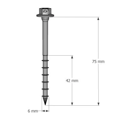 Stahl-Holz-Verbindungsschrauben, SSH6.0X75 - Réf. 75131