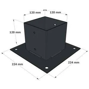 Abmessungen der Topfhalterung SUNDIY Anthrazit RAL 7016 – Serie 120 mm