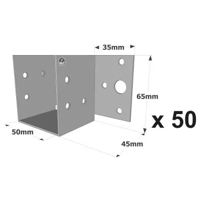 Balkenschuhe mit außenliegenden Schenkeln, MF-Sortiment, für MF-Mini-Pfettenanker - Réf. MF180/50/1.5_50