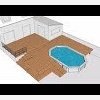 01. Fondation de la terrasse en bois sur poutres-porteuses et pilotis autour d'une piscine