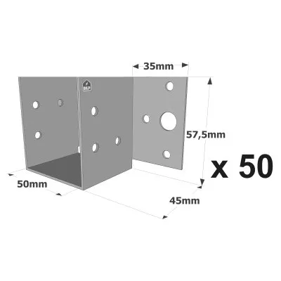 Balkenschuhe mit außenliegenden Schenkeln, MF-Sortiment, für MF-Mini-Pfettenanker - Réf. MF165/50/1.5_50