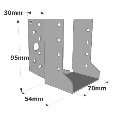 Balkenschuhe mit außenliegenden Schenkeln, SBE ECONOMIC-Serie (Dicke 1,5 mm, Tiefe 55 mm) - Réf. SBE70/95