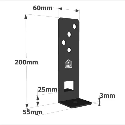 Feste Stützenfüße - SCHWARZES Finish - Réf. PPG60/25PB
