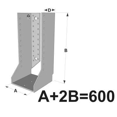 Große Balkenschuhe mit Innenlaschen, GSI CLASSIC-Serie (Dicke 4 mm, Tiefe 110 mm) - Réf. GSI600/4X-AL