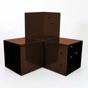 SUNDIY Verbinder Mars-Oxid RAL 8011 - 90mm in 3 Richtungen - L-Form