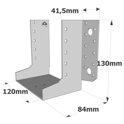Balkenschuh mit außenliegenden Schenkeln, SAE-Sortiment NACH MAß (Dicke 2 mm, Tiefe 84 mm) - Réf. SAEL380/120/2