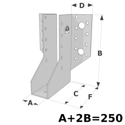 Balkenschuh mit innenliegenden Schenkeln - A4 Edelstahl - Réf. SAEX250/1.5X