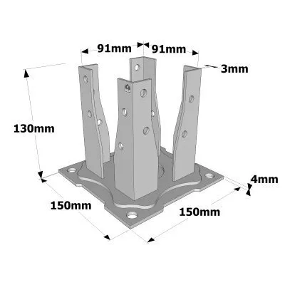 Anschraubbarer quadratischer Gartenpfostenfuß - Réf. AG527P