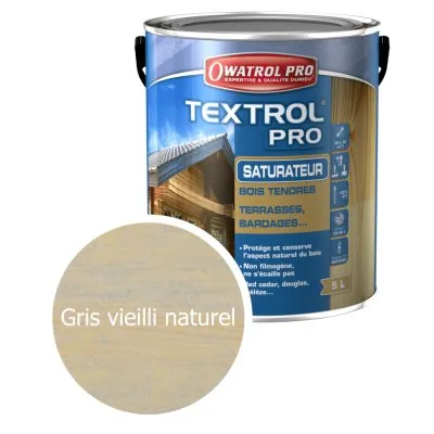 TEXTROL PRO - Spezieller Weichholz-Sättiger für den Außenbereich - Natürlich gealtert grau - Réf. 1143