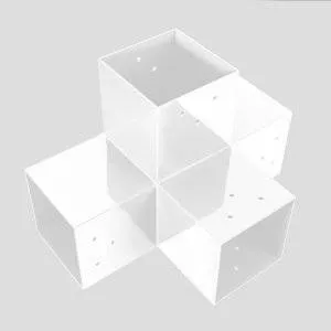 Foto des SUNDIY-Anschlusses weiß RAL 9010 - 120 mm in T für 4 Richtungen