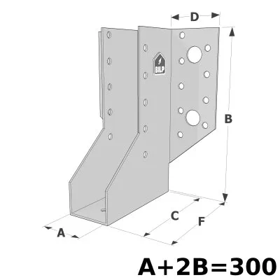 Balkenschuh mit innenliegenden Schenkeln - A4 Edelstahl - Réf. SAEX300/1.5X