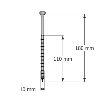 Stahlverbinderschrauben auf Holz, SSH10.0X180 - Réf. 75158