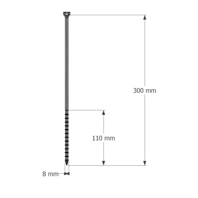 Stahlverbinderschrauben auf Holz, SSH8.0X300 - Réf. 75148